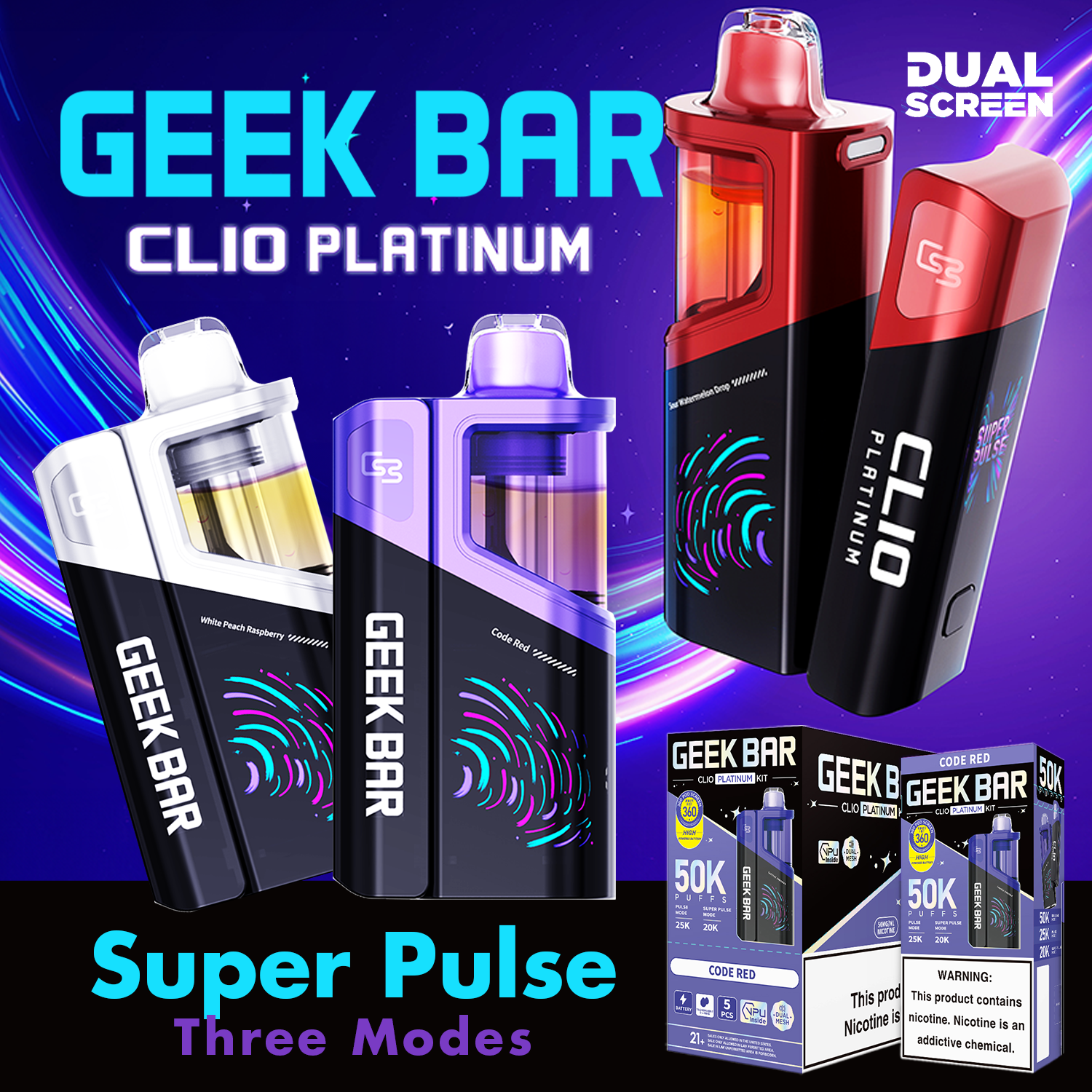 Geek Bar Clio Platinum 50K disposable vape at Best Puff Tobacco